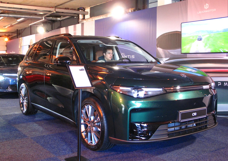 A EV by Chinese startup Leapmotor presented at the 'EV Experience 2024' expo in the Netherlands. (Rutger van der Maar/flickr)